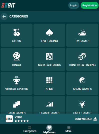 Game Library at 22BIT Casino Bangladesh